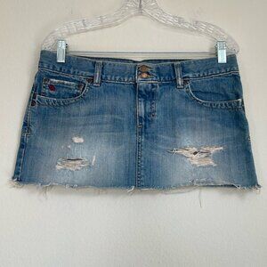 Abercrombie & Fitch Vintage Y2K 2000’s Low Rise Mini Denim Jean Skirt Size 8